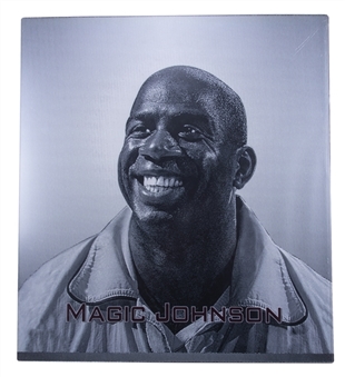 Magic Johnson 25x28 Enshrinement Portrait Formerly  Displayed In Naismith Basketball Hall of Fame (Naismith HOF LOA) - Includes Optional Presentation Lightbox